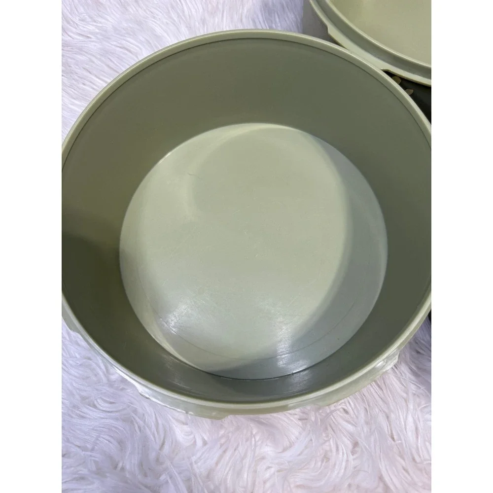 Vintage Tupperware Servalier Set of 3 Avocado Green White Starburst Canisters